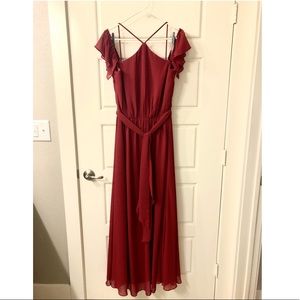 BILL LEVKOFF Cranberry Bridesmaid Dress